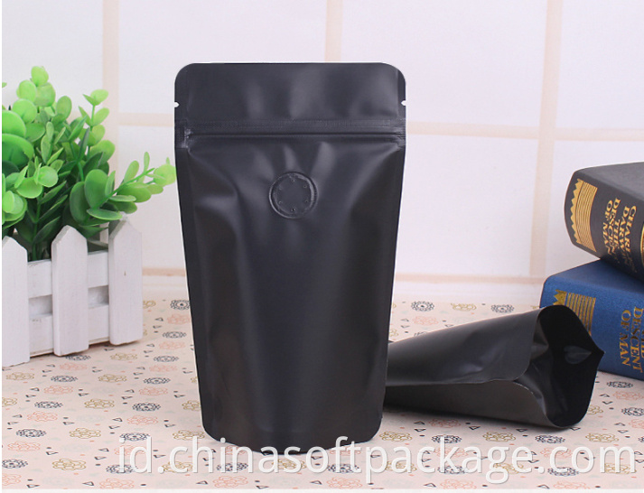Black Matte Aluminum Coffee Bag With Valve And Ziplock